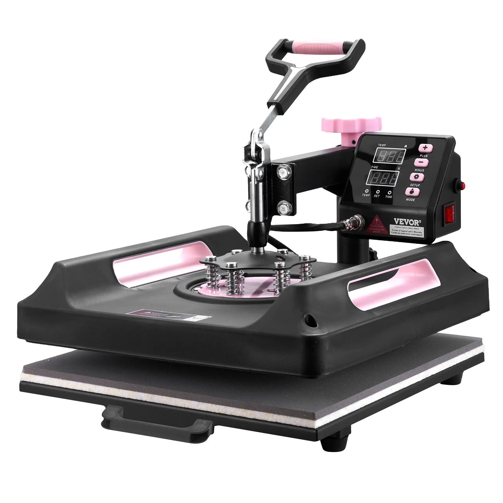 VEVOR 8 in 1 Heat Press Machine 15x15 in 30oz Tumbler Press T-Shirts Black