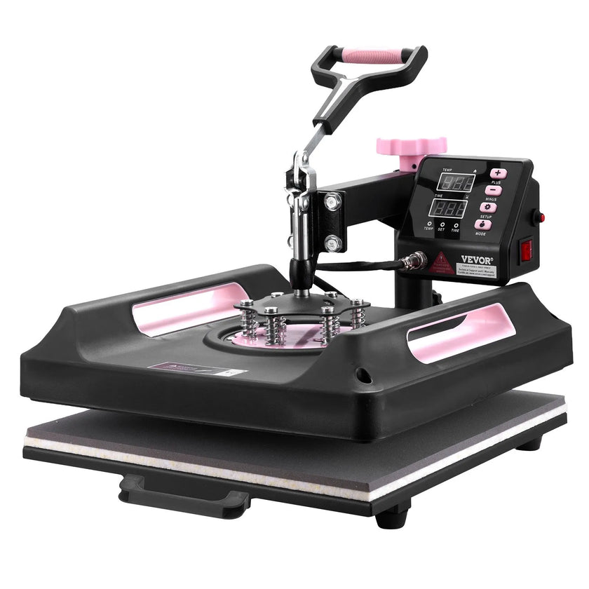 VEVOR 8 in 1 Heat Press Machine 15x15 in 30oz Tumbler Press T-Shirts Black