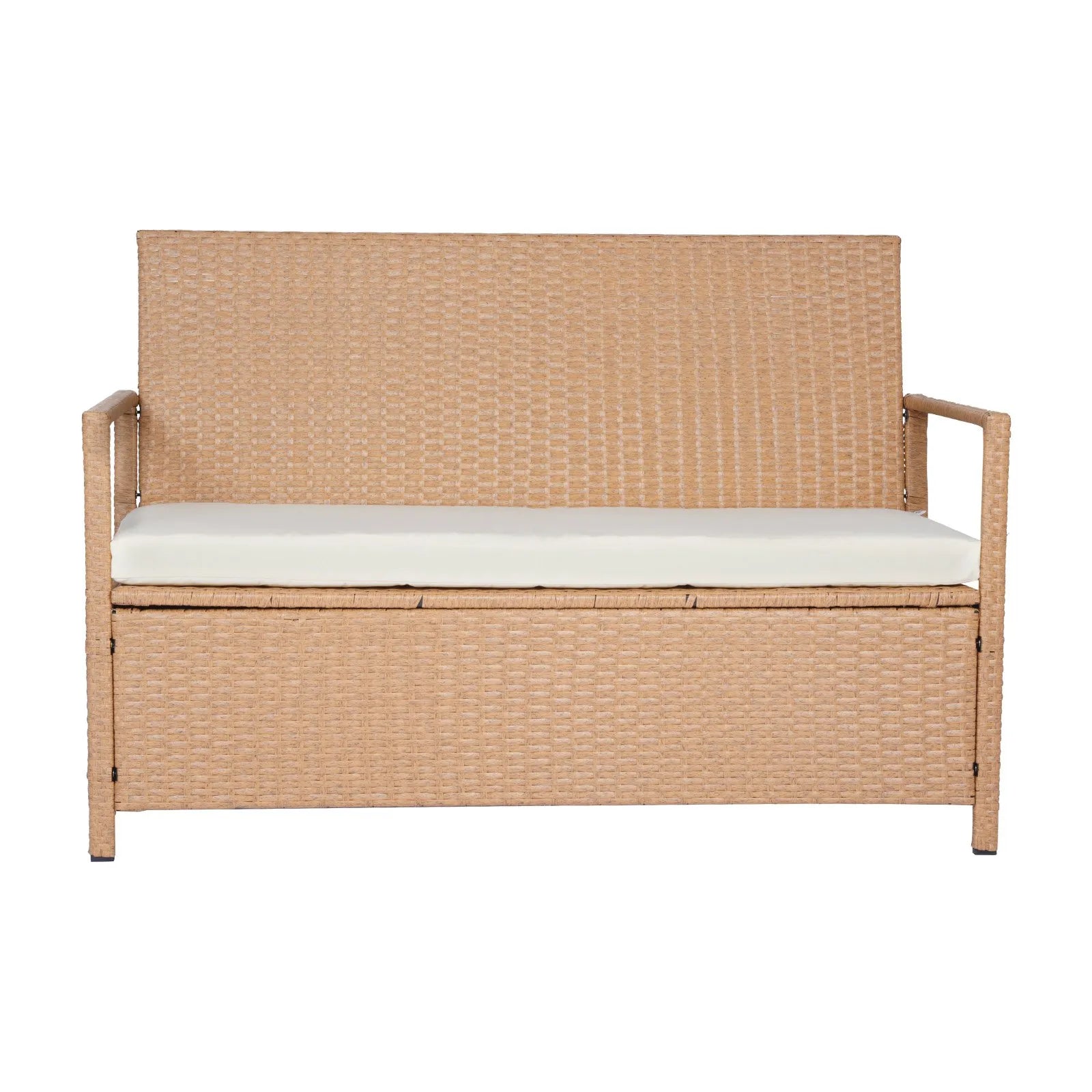 VEVOR Outdoor Storage Bench PE Rattan 70 Gal Deck Box Waterproof Outdoor Seat
