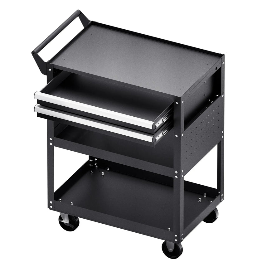 VEVOR 5-Tier Tool Cart on Wheels 400 lb Rolling Work Cart with Drawer & Pegboard