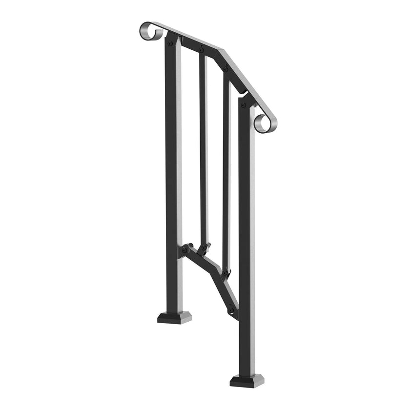 VEVOR 1-2 Step Handrails for Outdoor for Seniors Porch Deck Retro Arch Black