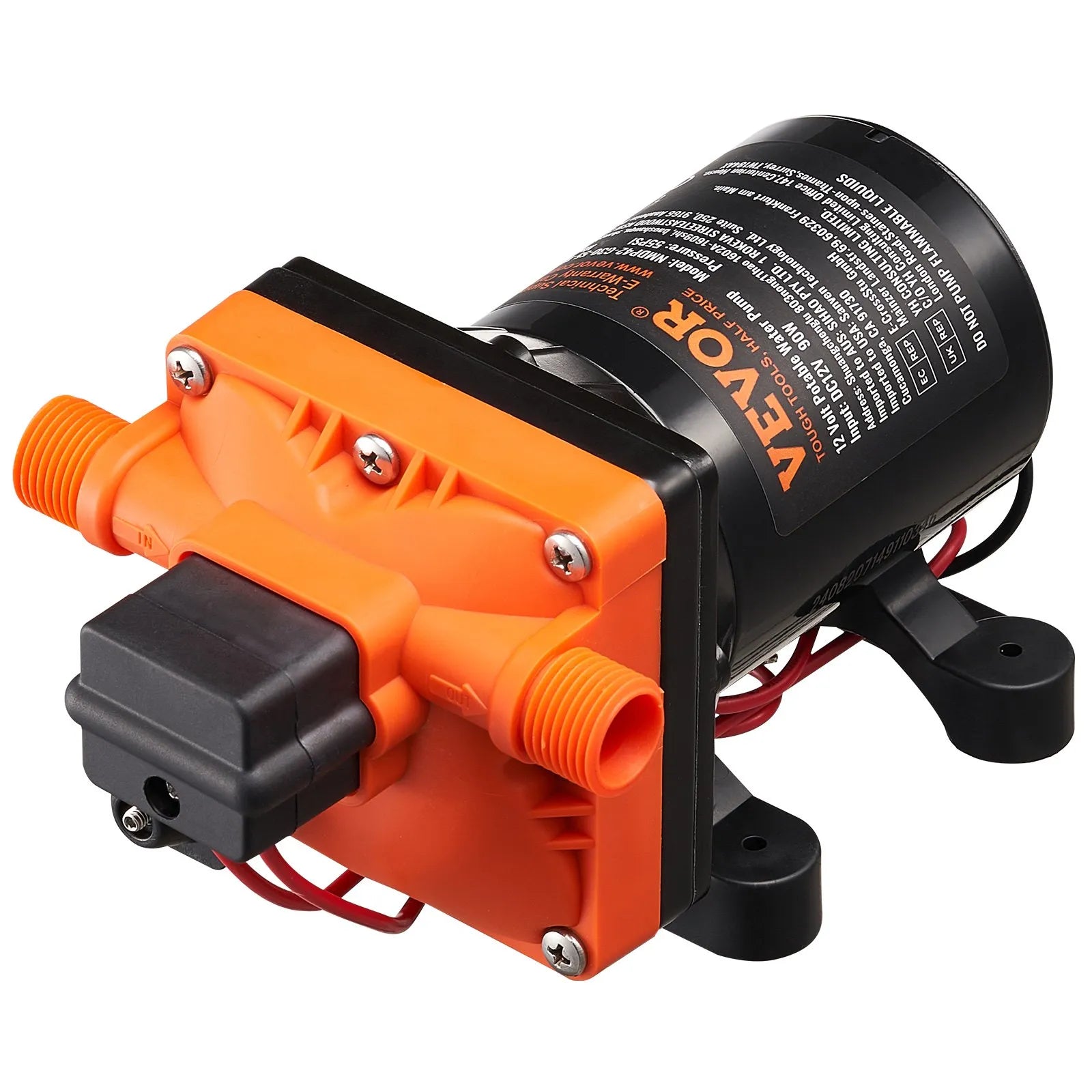 VEVOR 12V Diaphragm Pump 3GPM 11.36 L/min 4-Chamber Water Pump Pressure Switch