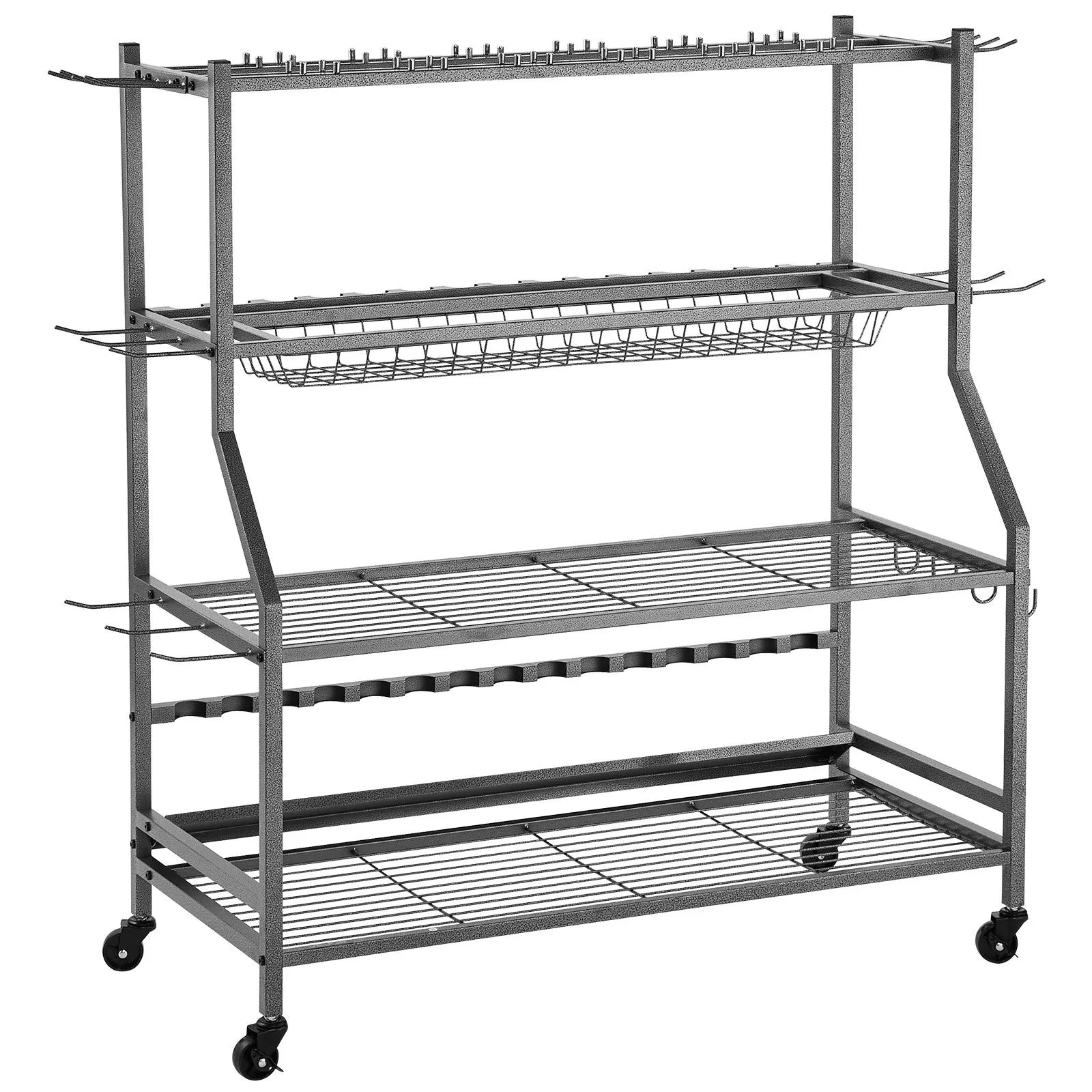 VEVOR 15 Pole Fishing Rod Holder Fishing Rack Cart Organizer for Garage Wheels