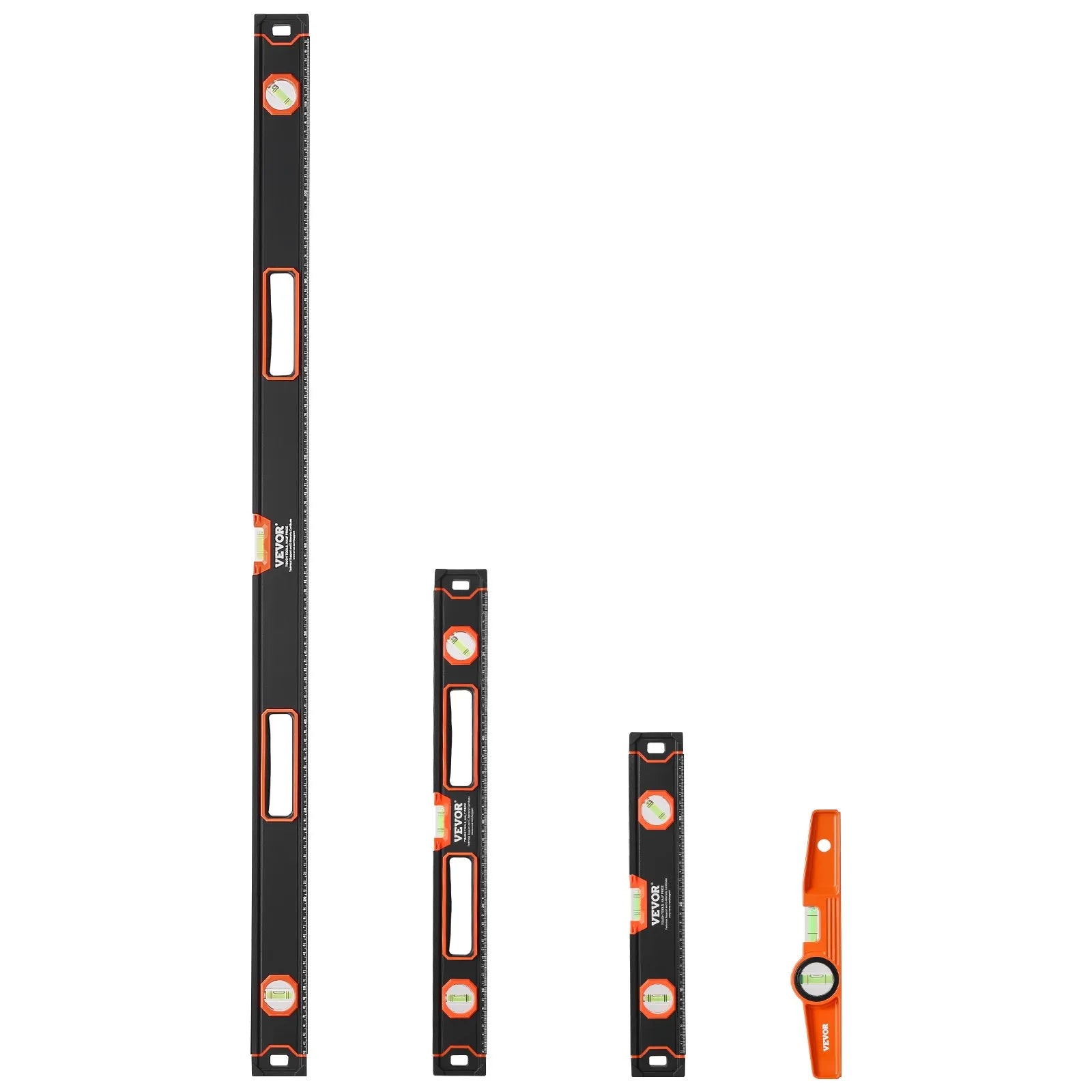 VEVOR 4-Piece Torpedo Level 48/24/16/10 In Aluminum Alloy Body with Bubble Vials