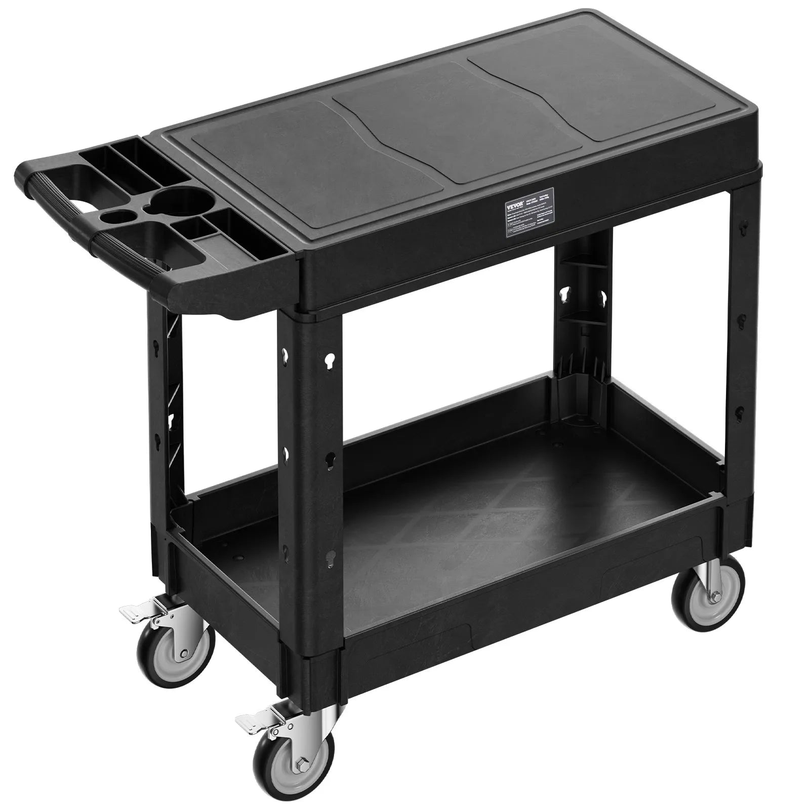 VEVOR 2-shelf Utility Cart 550 lbs 31.3 x 17.7-inch Service Cart with Wheels
