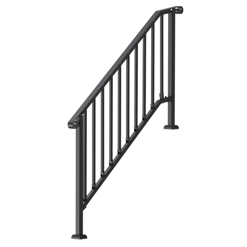 VEVOR 5-6 Step Handrails for Outdoor for Seniors Porch Deck Black Retro Arch