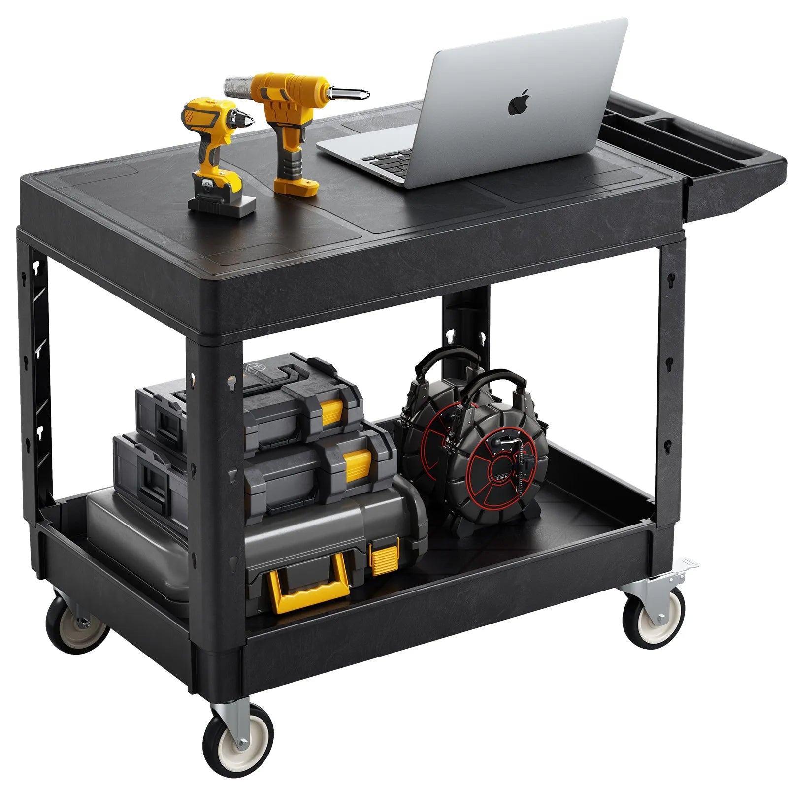VEVOR 2-shelf Utility Cart 550 lbs 37 x 25.4-inch Service Cart with Wheels