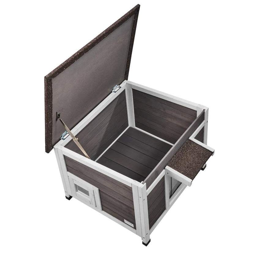 VEVOR Outdoor Cat House Wooden Feral Cat Shelter with Roof Door Flaps & Window