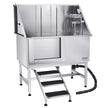 VEVOR 50 Inch Dog Grooming Bath Tub Stainless Steel w Stairs Water Filter Left