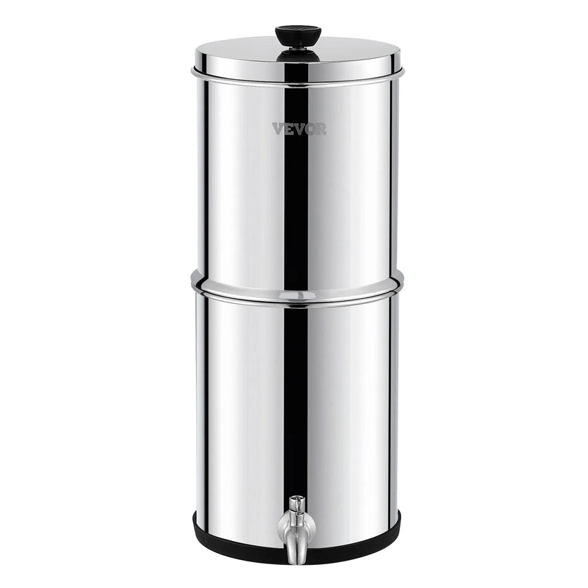 VEVOR 1.5G Gravity-fed Water Filter Countertop System Stainless Steel 2 Filters