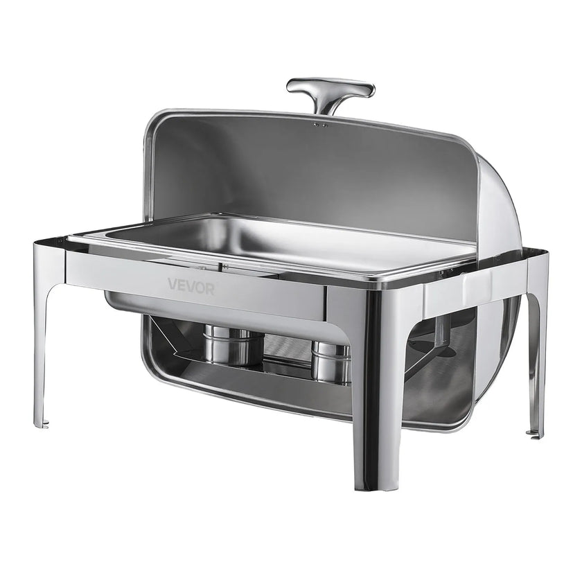 VEVOR 9Qt Rectangle Roll Top Chafing Dish Set with Full-Size Pan Stainless Steel
