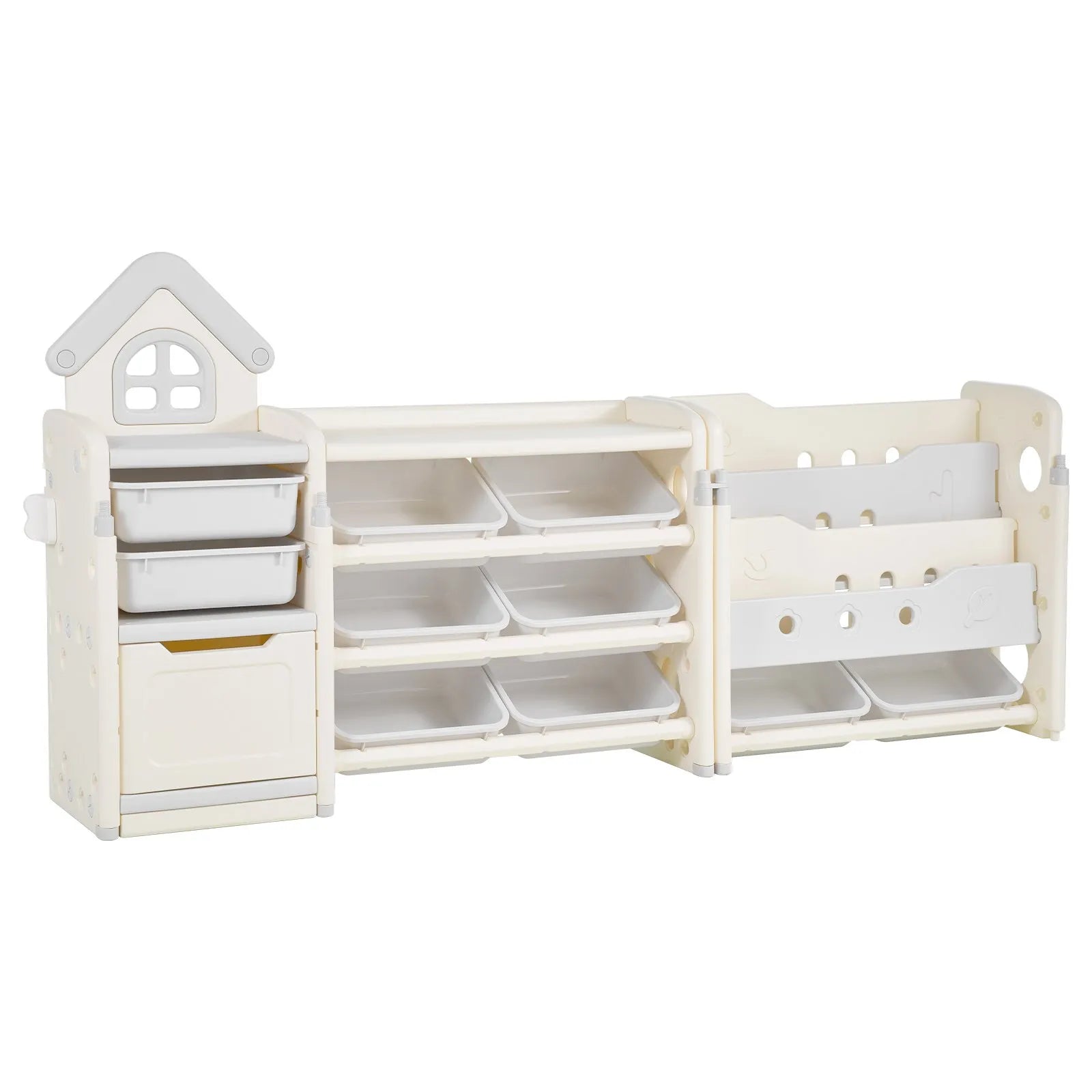 VEVOR  4-Tier Kids Toy Storage with Bookshelf with 10 Movable Plastic Bins