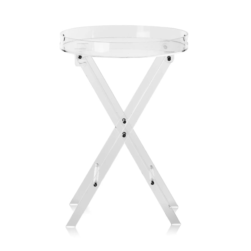 VEVOR Acrylic Folding Tray Table, Acrylic End Table with Folding X Leg, Clear Acrylic Side Table for Coffee, Drink, Food, Snack used in Living Room, Bedroom, and Study