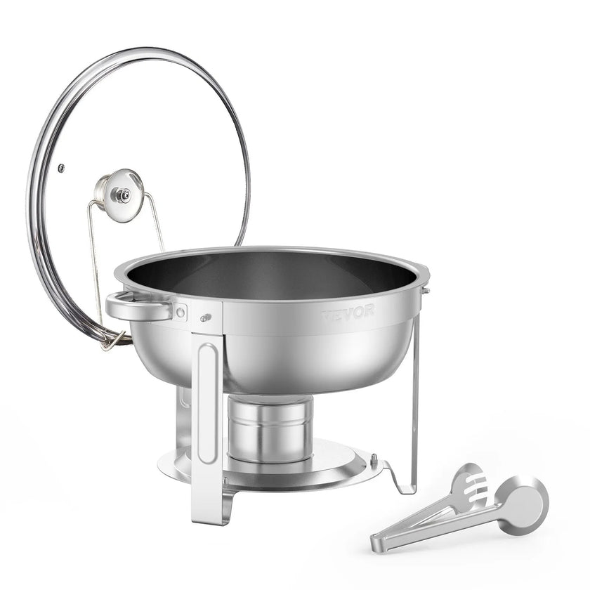 VEVOR 5 Qt 2 Pack Round Chafing Dish Buffet Set Full-Size Pan Stainless Steel