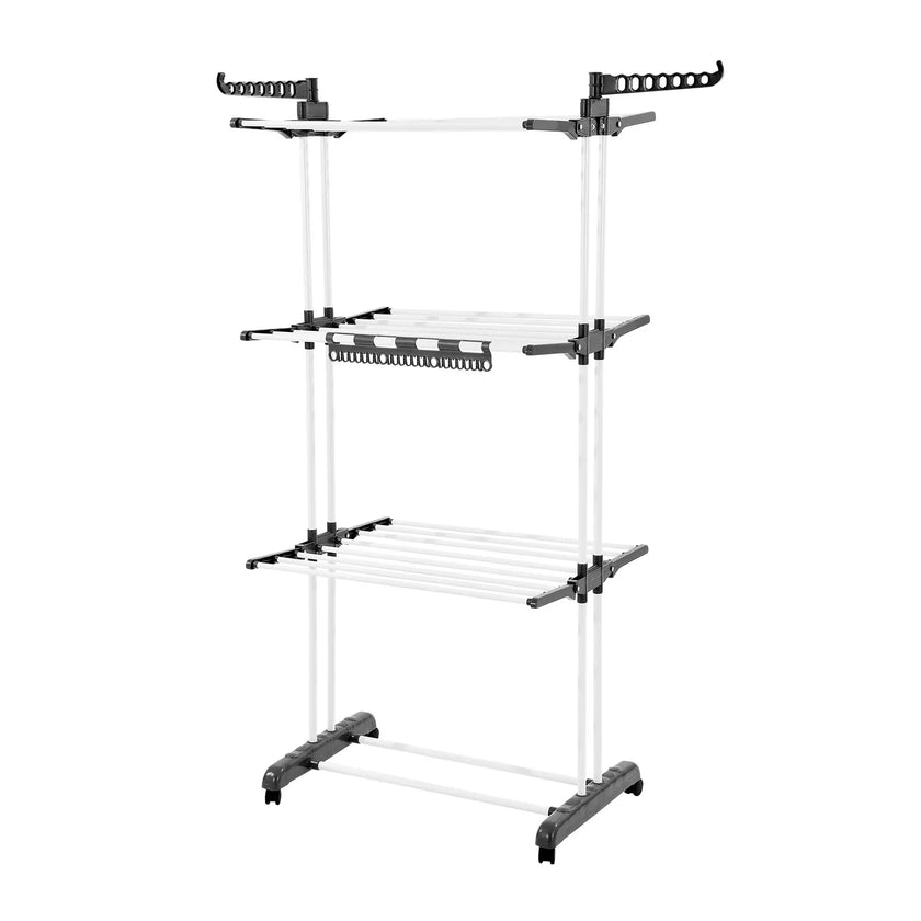 VEVOR 4-Tier Foldable Clothes Drying Rack with 24 Drying Poles and 4 Castors