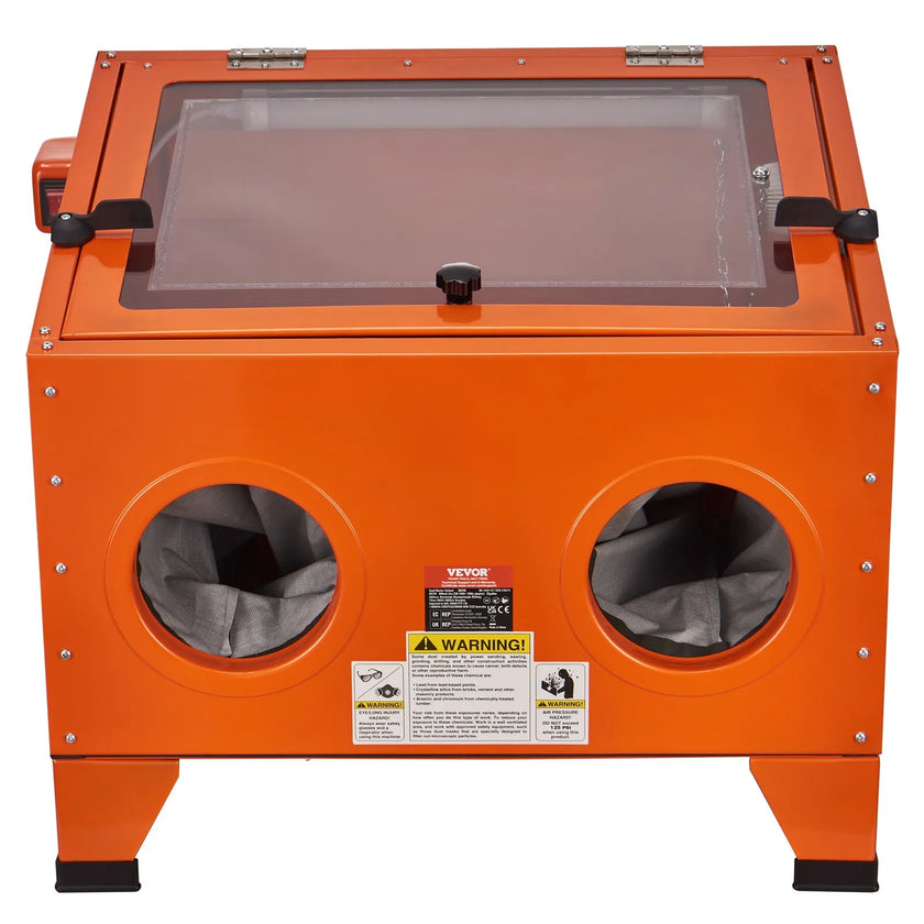 VEVOR 25 Gallon Sandblasting Cabinet, 40-120PSI Portable Benchtop Sand Blasting Cabinet, Heavy Duty Steel Sand Blaster with Blasting Gun & 4 Ceramic Nozzles for Paint, Stain, Rust Removal