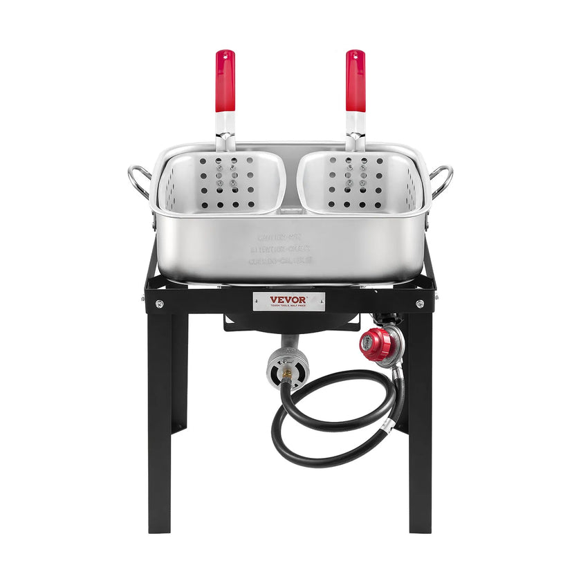 VEVOR 18 Qt Fish and Wing Fryer Aluminum Outdoor Propane Deep Fryer Kit 2 Basket