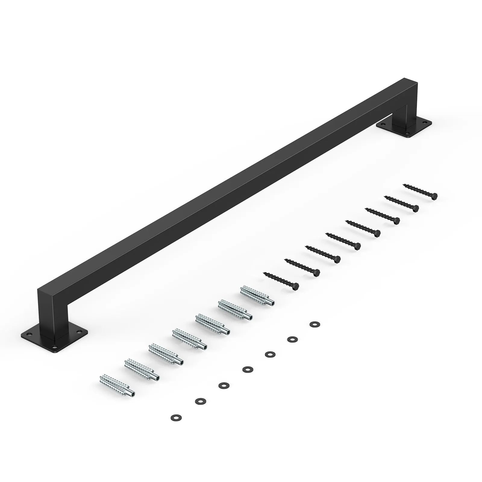 VEVOR 3ft Wall Mounted Stair Handrail Black Iron 250lbs Load Square Tube