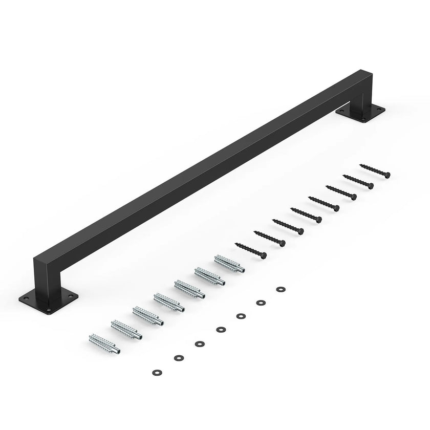 VEVOR 3ft Wall Mounted Stair Handrail Black Iron 250lbs Load Square Tube