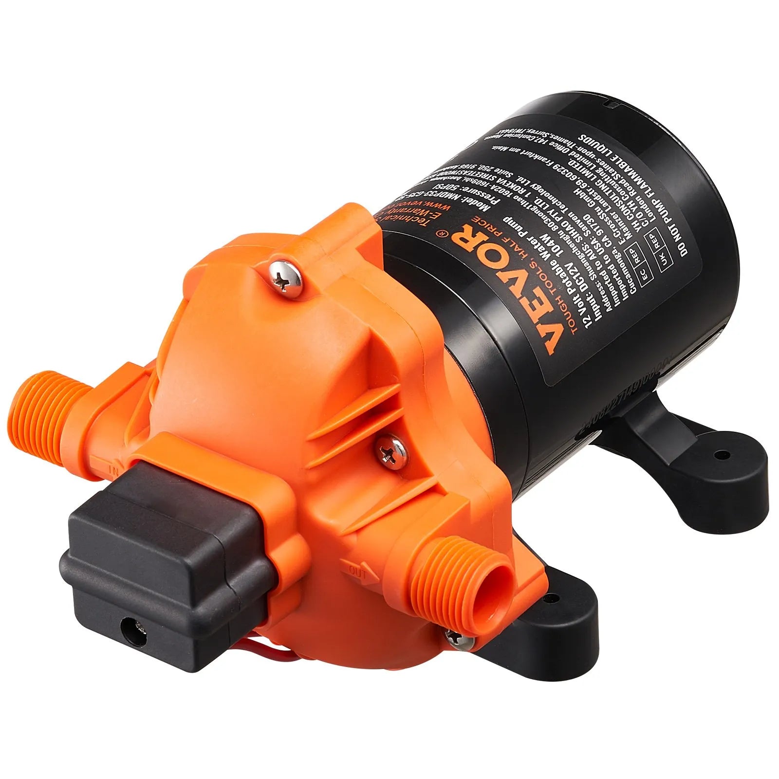 VEVOR 12V Diaphragm Pump 3.5GPM 13.25L/min 3-Chamber Water Pump Pressure Switch