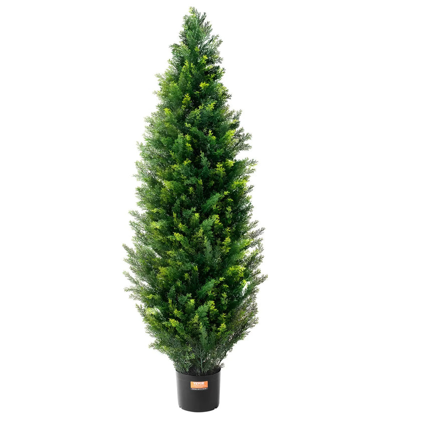 VEVOR 2 Pack 4' Artificial Cedar Topiary Tree Faux Plant UV Decor In/Outdoor