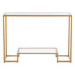 VEVOR 2-Tier Glass Console Table Rectangle Sofa Side Table with Anti-Tip Golden
