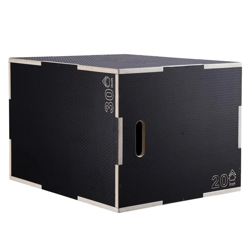 VEVOR 3 in 1 Plyometric Jump Box, 30/24/20 Inch Wooden Plyo Box, Platform & Jumping Agility Box, Anti-Slip Fitness Exercise Step Up Box for Home Gym Training, Conditioning Strength Training, Black