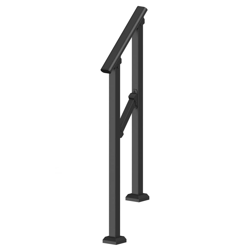 VEVOR 1-2 Handrails for Outdoor for Seniors Porch Deck Black Square Tube Steel