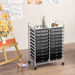 20 Drawers Rolling Storage Cart Studio Organizer-Black & Gray