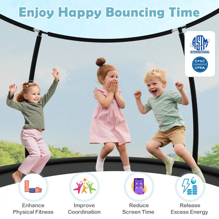 10FT Outdoor Trampoline Heavy-Duty Recreational Trampoline with Safety Enclosure Net