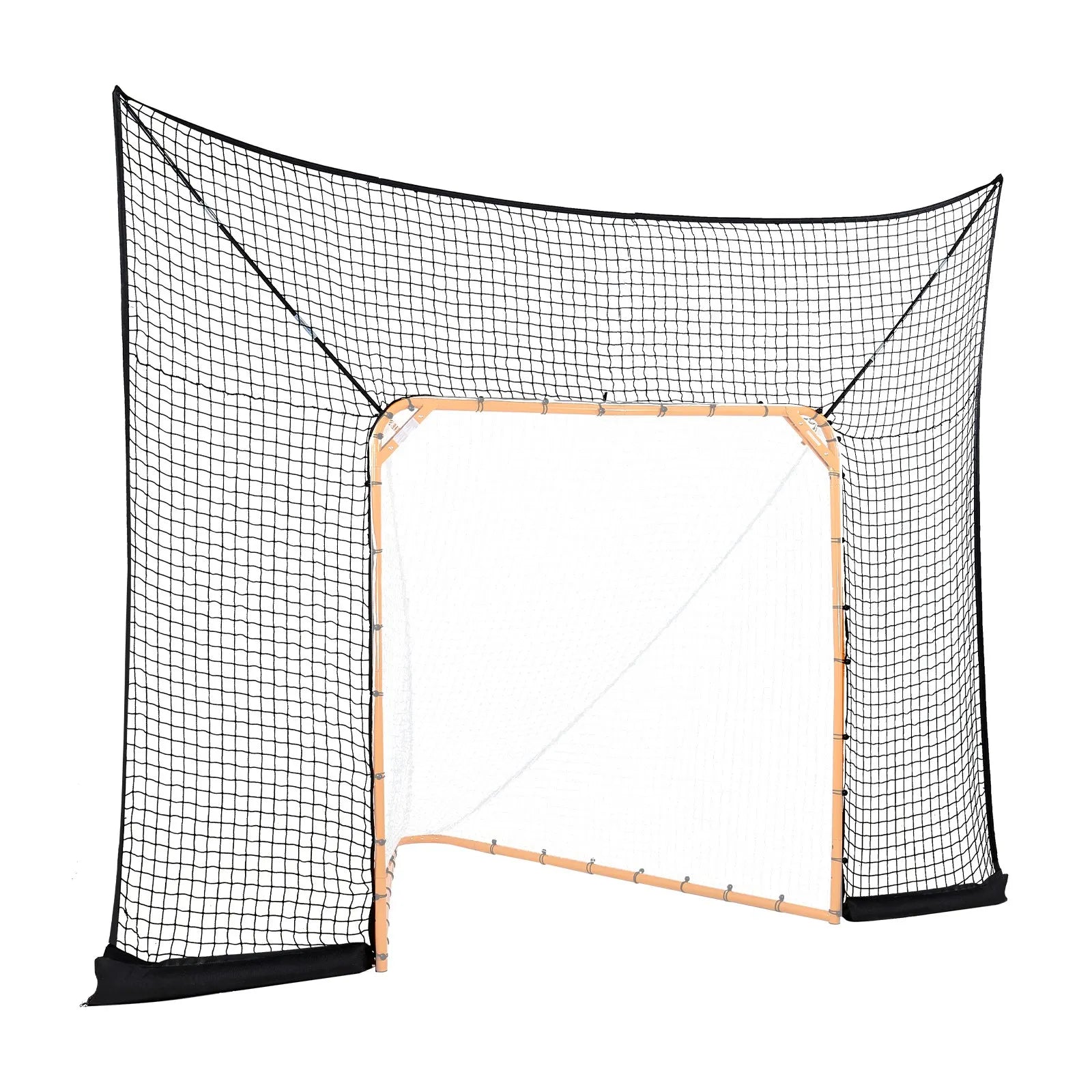 VEVOR 12x9 ft Hockey Lacrosse Goal Backstop with Extended Coverage Training Net