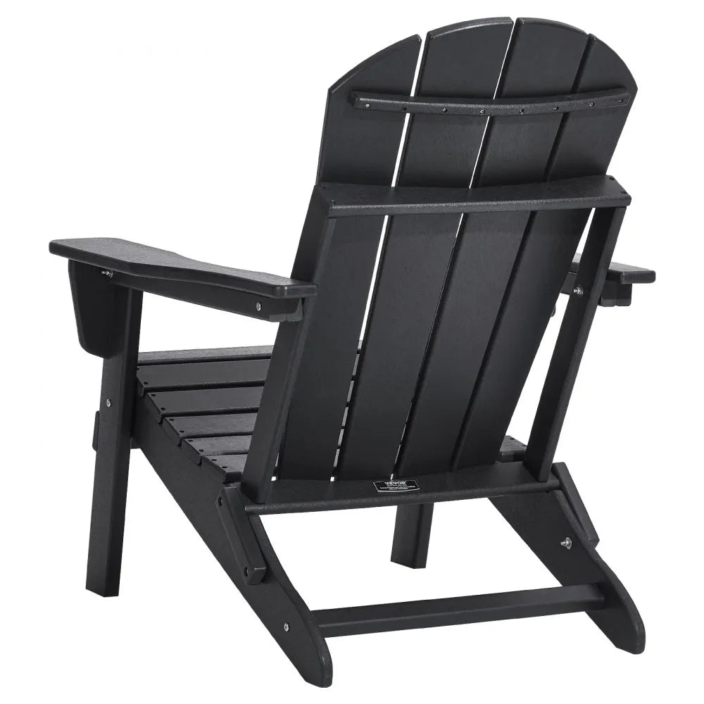 VEVOR Adirondack Chair Plastic Set of 2 All-Weather Folding Fire Pit Black
