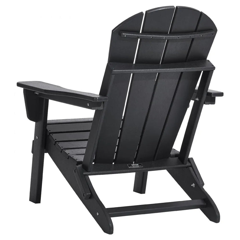 VEVOR Adirondack Chair Plastic Set of 2 All-Weather Folding Fire Pit Black