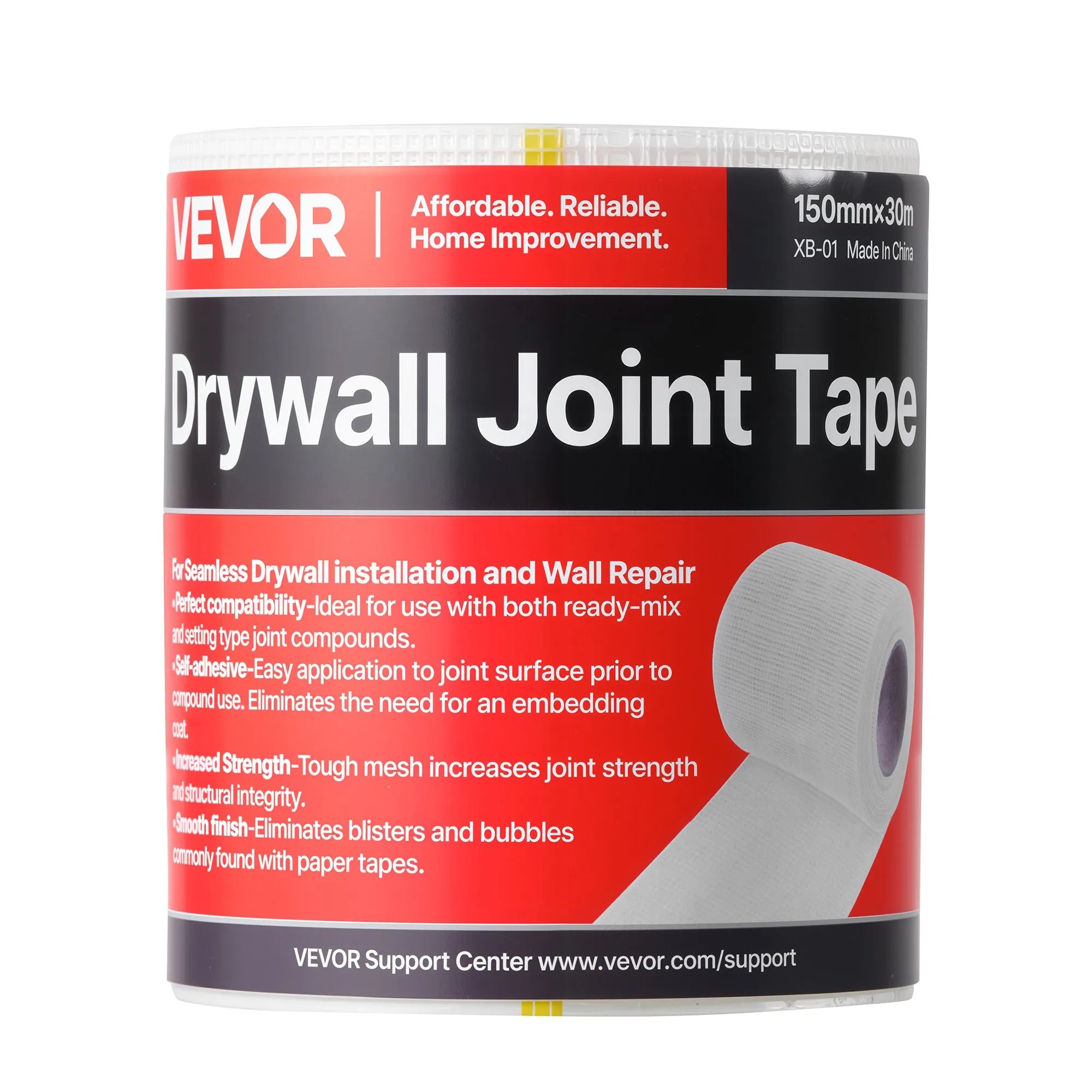 VEVOR 12 Rolls 98.43 ft x 5.91 inch Self-Adhesive Fiberglass Drywall Mesh Tape