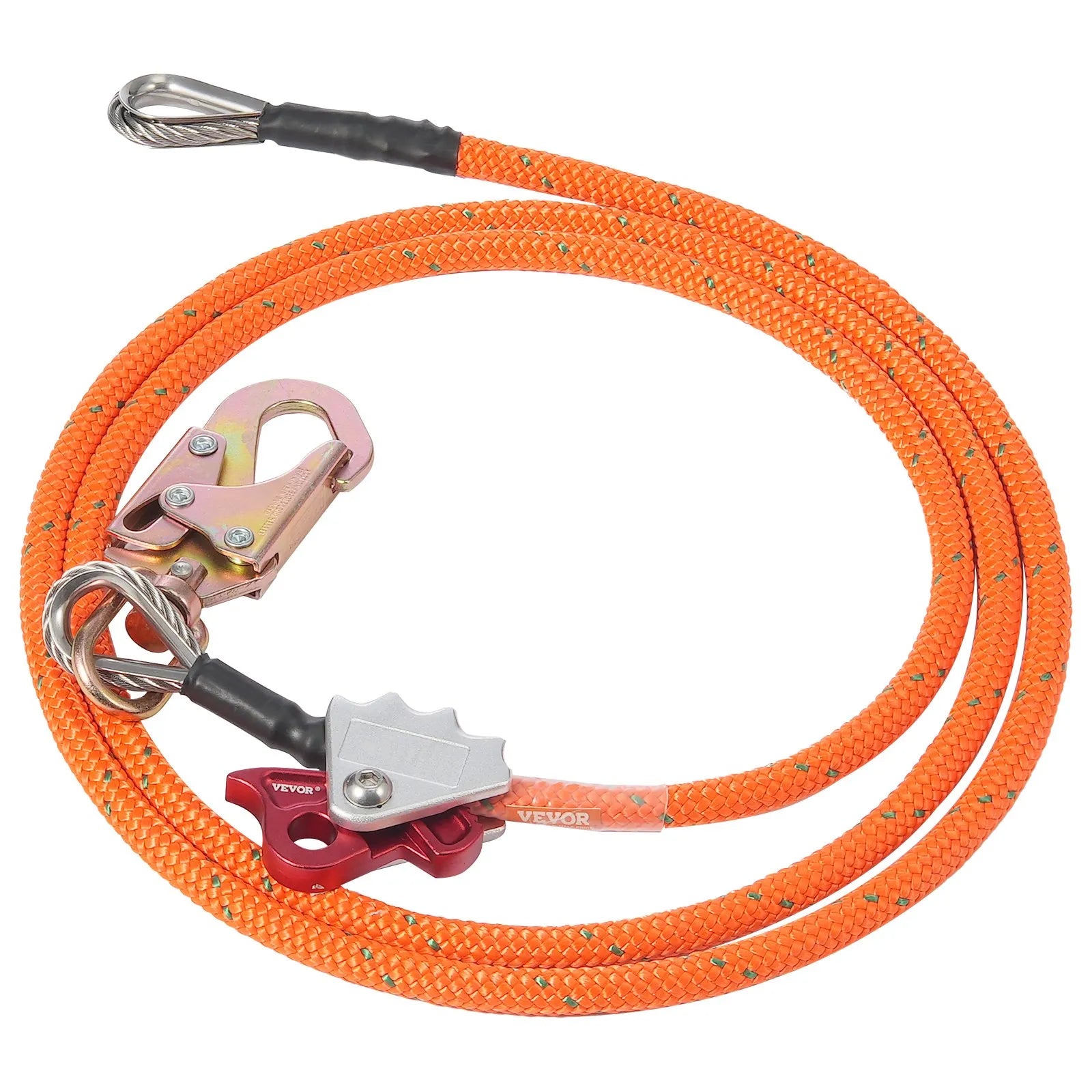VEVOR 12.7mm Steel Core Flipline 10ft(3m) Arborist Flipline for Fall Protection