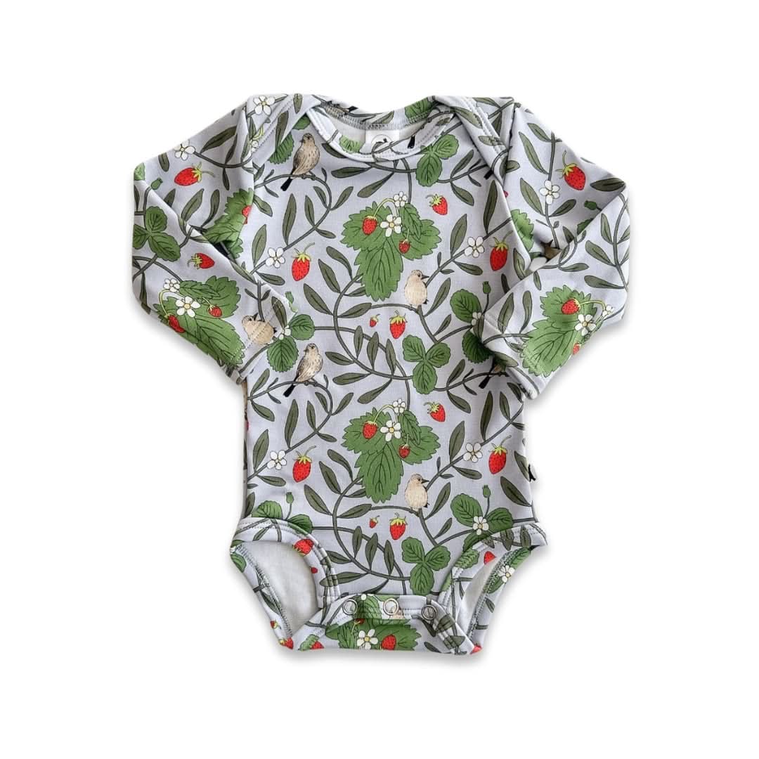 Baby Long-Sleeve Bamboo Onesie | Strawberry Patch