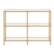 VEVOR 3-Tier Glass Console Table Rectangle Sofa Side Table with Anti-Tip Golden