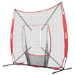 VEVOR 7x7 ft Baseball Softball Practice Net, Portable Baseball Training Net for Hitting Catching Pitching, Backstop Baseball Equipment with Bow Frame, Carry Bag, Strike Zone, Ball, Tee, Ball Collector