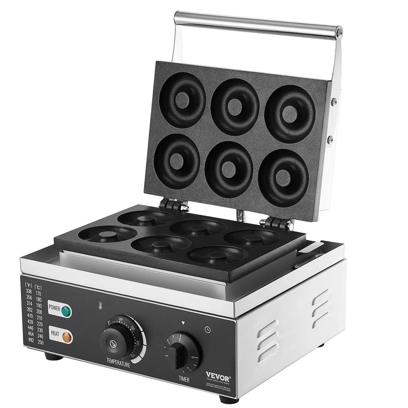 VEVOR 6pcs Electric Donut Maker Commercial Donut Making Machine 1550W Nonstick