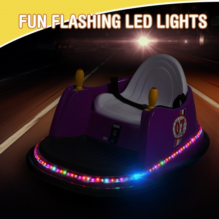 12V Electric Kids Ride On Bumper Car with Flashing Lights for Toddlers-Purple