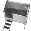 VEVOR 62 Inch Dog Grooming Bath Tub Stainless Steel w Stairs Water Filter Left