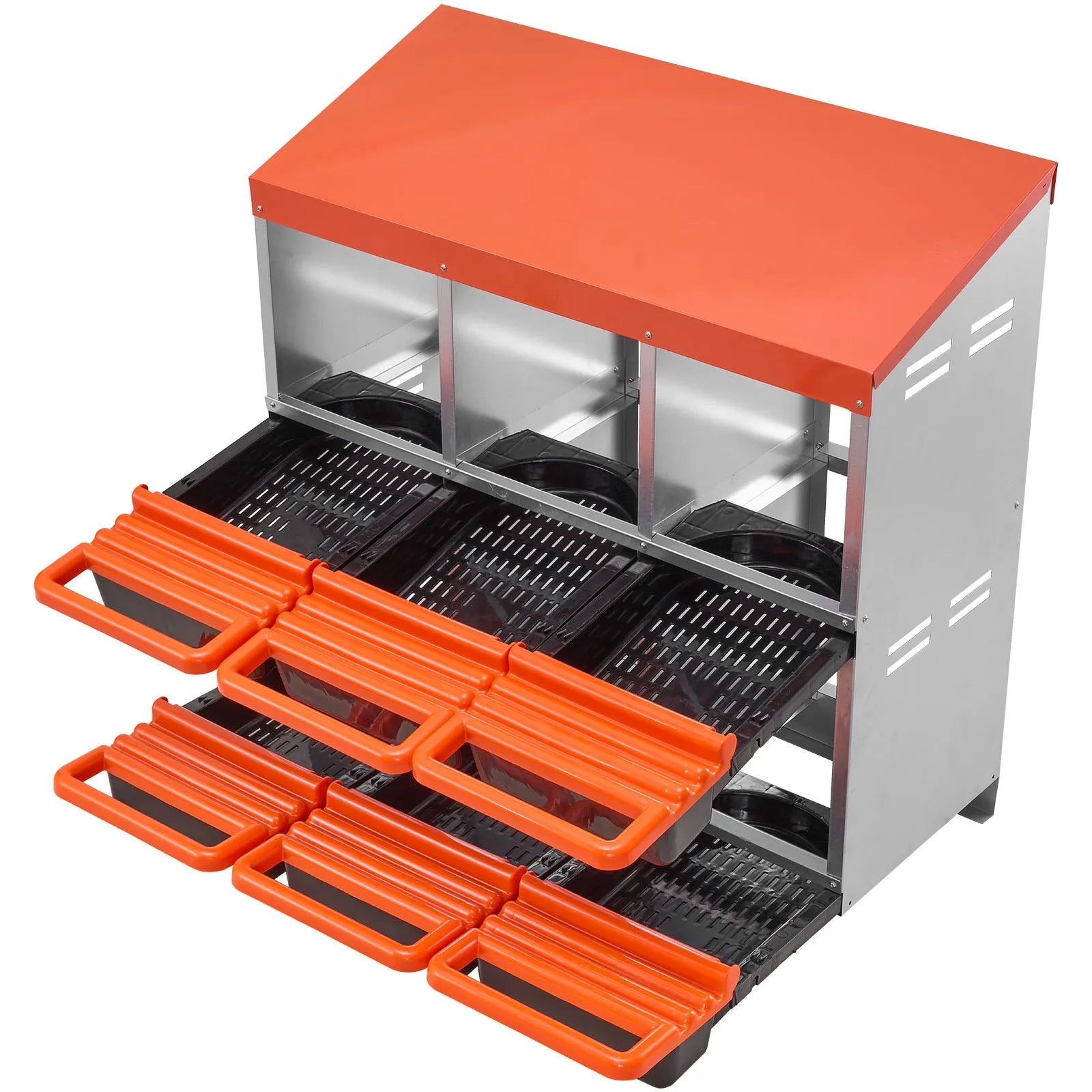 VEVOR 6-Compartment Chicken Nest Box Mental Box with Inclined Nesting Boxes