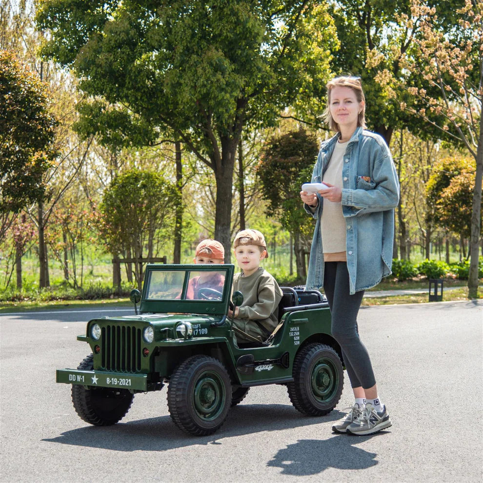 24V Army Jeep 3 Seater DELUXE Kids Ride On Car with Remote Control