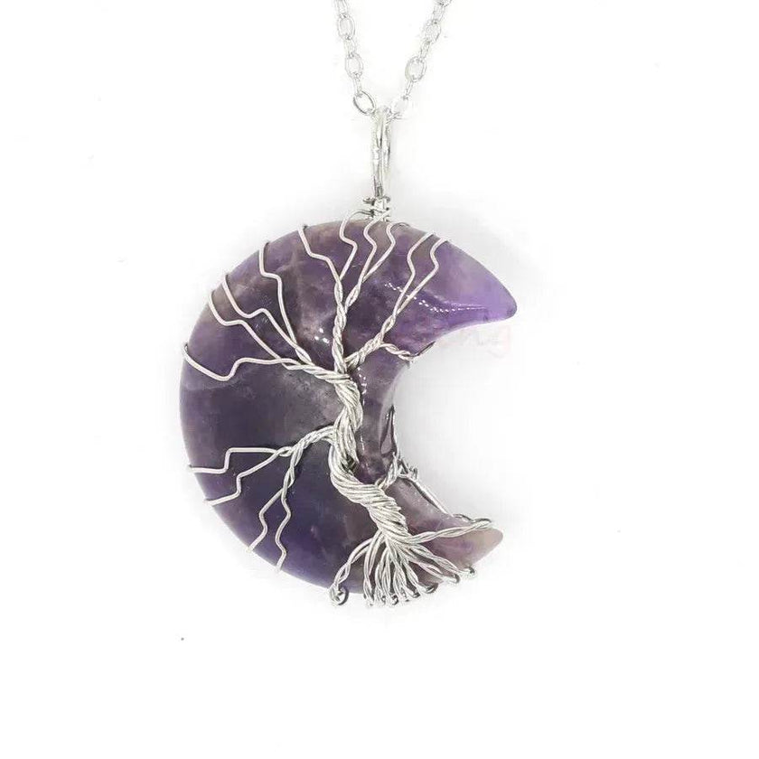 Natural Crystal Moon Pendant for Men and Women
