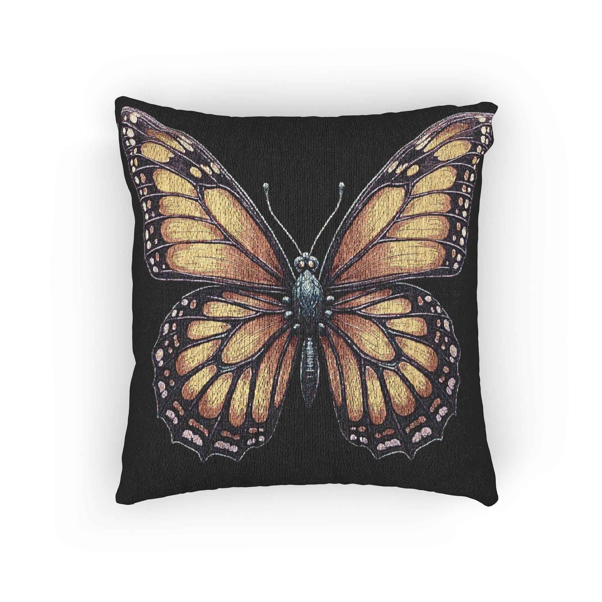 Monarch Butterfly Woven Pillow | Pixel Art Butterfly Throw Pillow