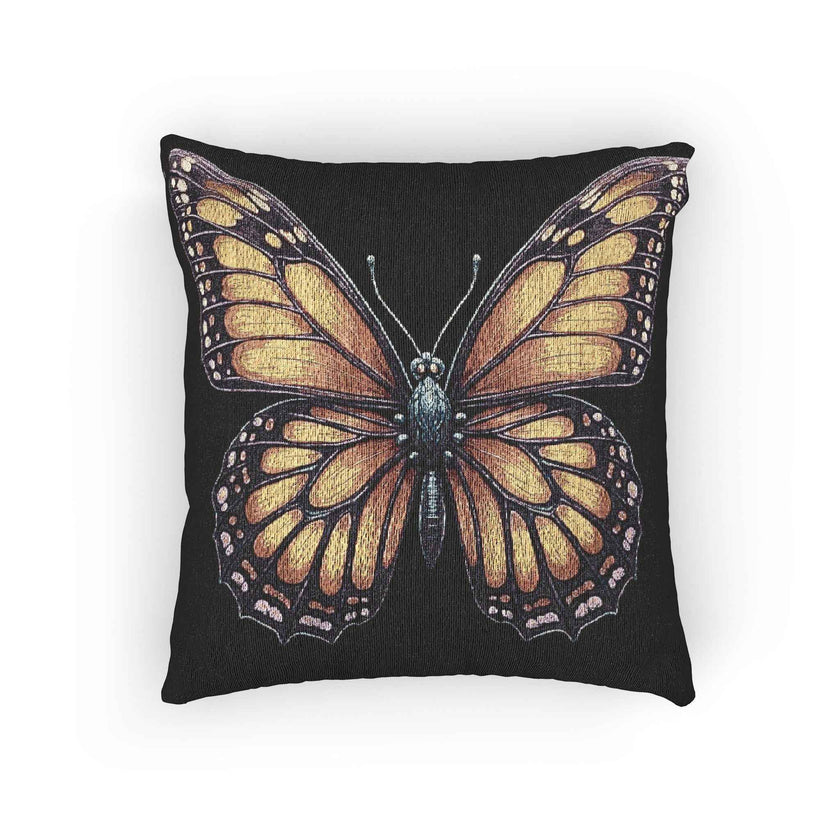 Monarch Butterfly Woven Pillow | Pixel Art Butterfly Throw Pillow