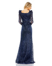 Embroidered Appliqué Shoulder Detail Trumpet Gown