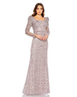 Embroidered Appliqué Shoulder Detail Trumpet Gown