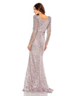 Embroidered Appliqué Shoulder Detail Trumpet Gown