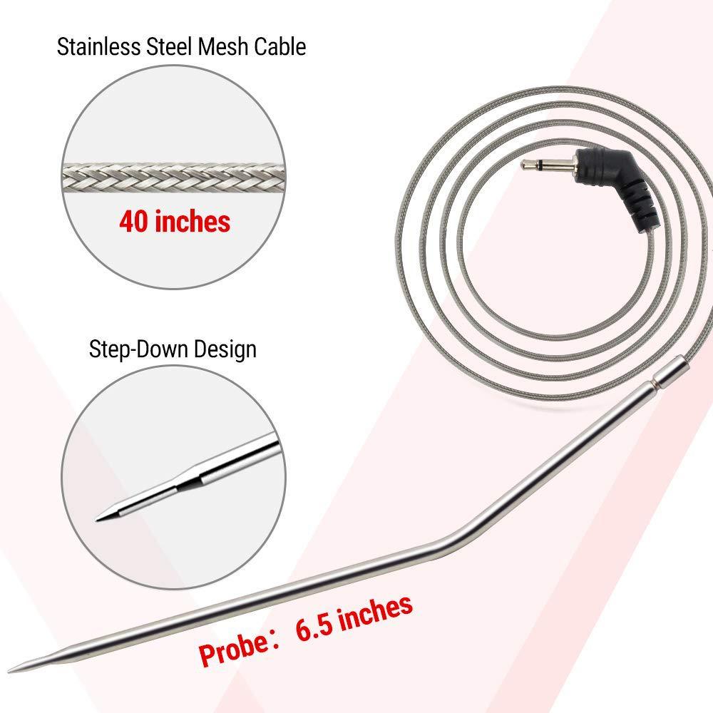 Oven Probe Thermometer with Digital Timer, 40-inch Mesh Cable, 0°C to 300°C, Grey